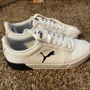 Puma white and black Carina summer cat platform sneakers